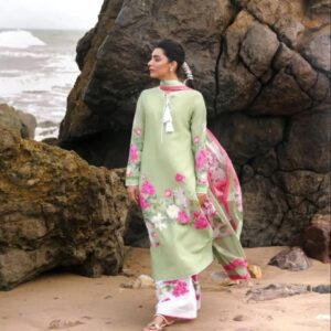 👗 Digital Print Three Piece Set – Cotton Silk