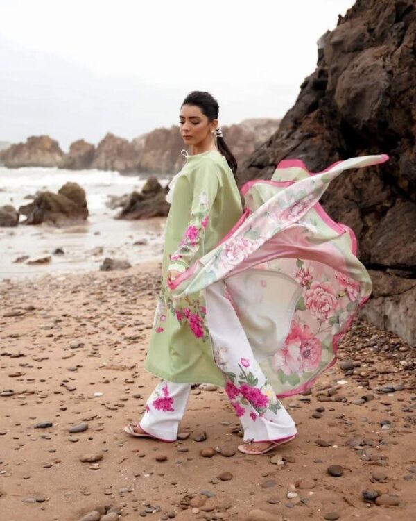 👗 Digital Print Three Piece – Elegant Cotton Silk Set - Image 2